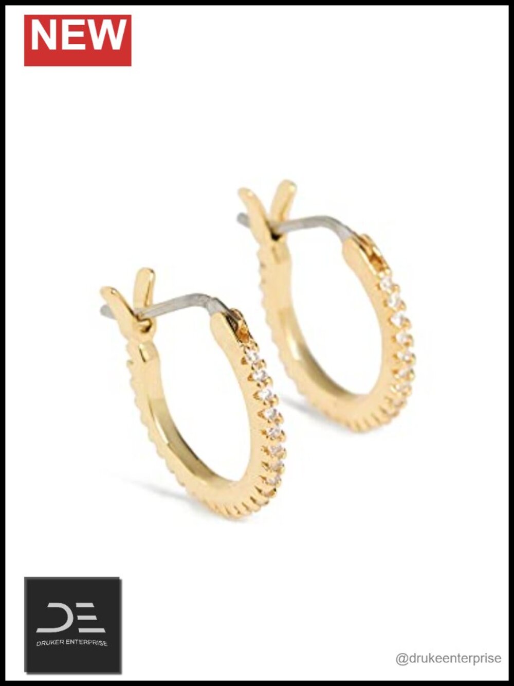 18K Gold Plated Cubic Zirconia Studded Mini Hoop Earrings